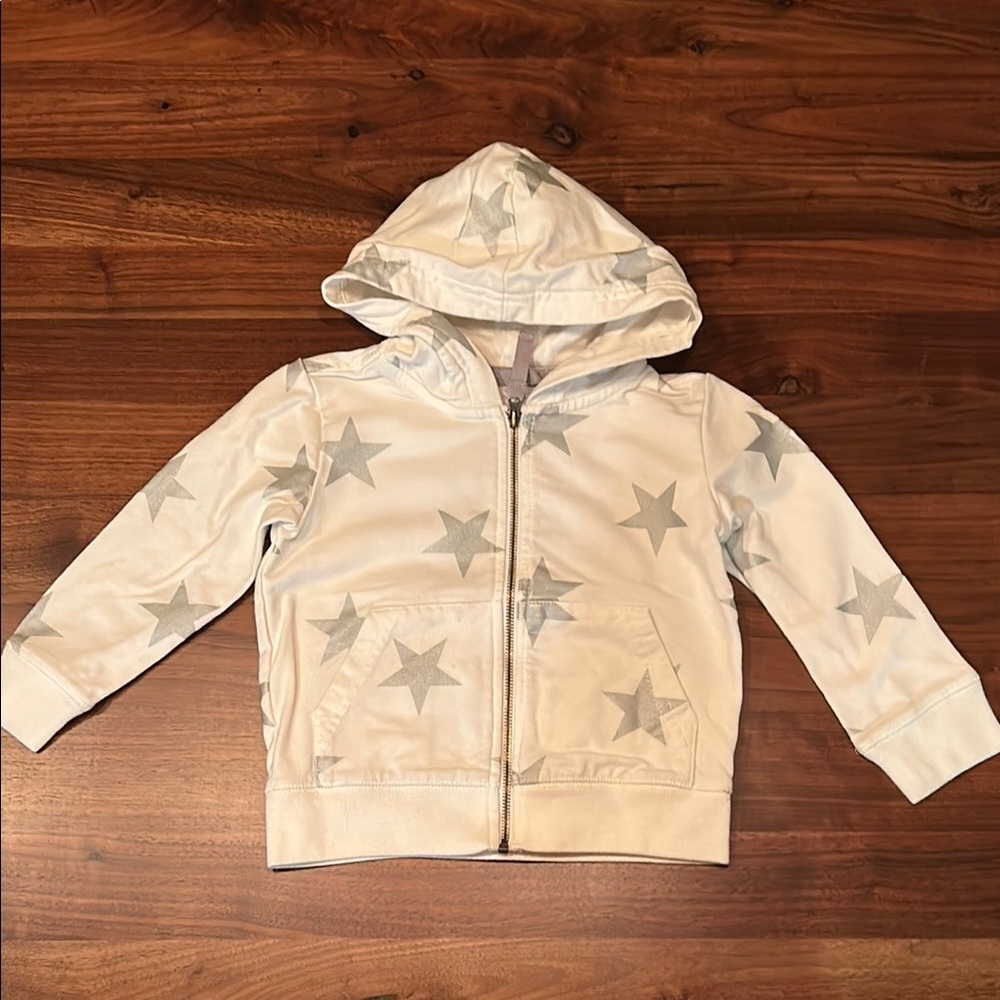 Primary White and Silver Star Zip-Up Hoodie